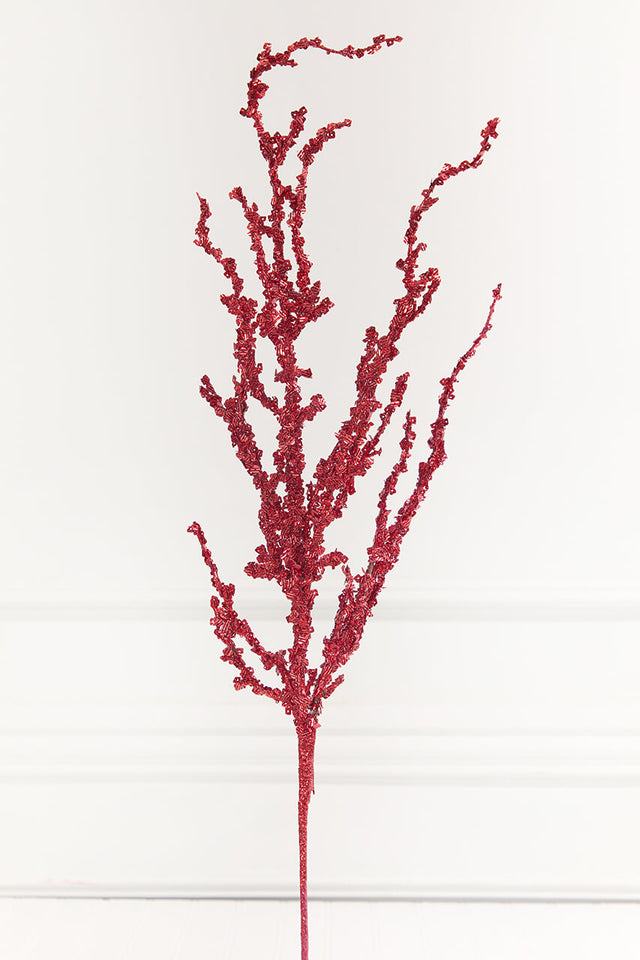 32" Red Iced Sequin Bead Spray