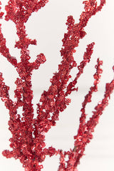 32" Red Iced Sequin Bead Spray