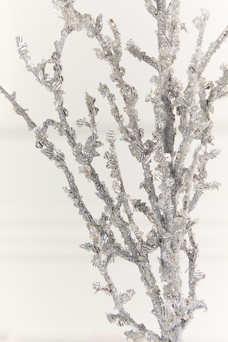 32" Silver Iced Sequin Bead Spray