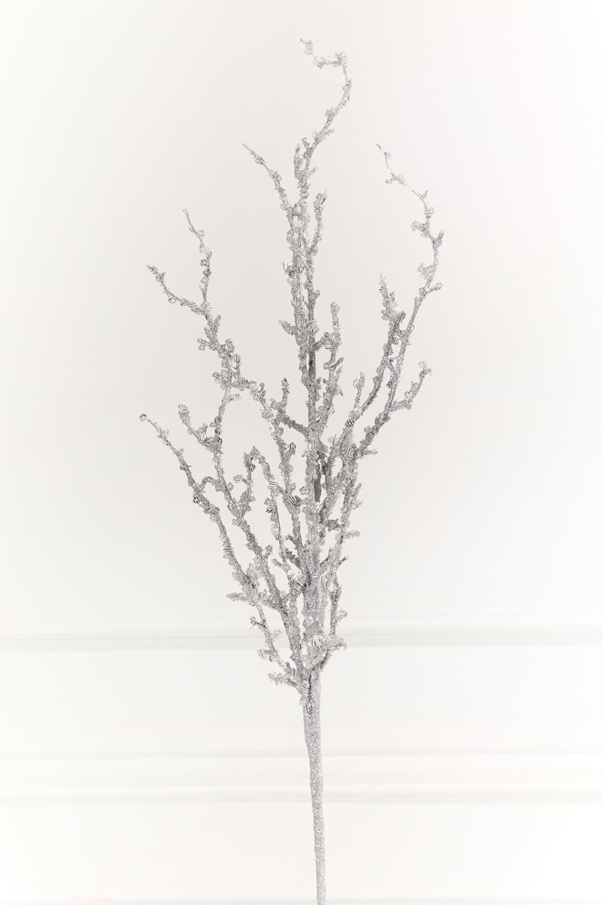 32" Silver Iced Sequin Bead Spray