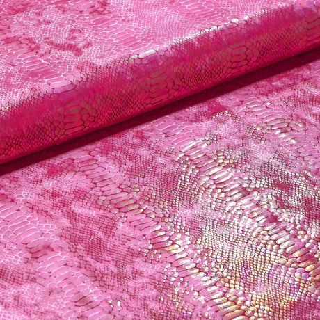 Illusion Anaconda Polyester Spandex Velvet Fabric - Iridescent Foil Print, 58/60" Width (1 Yard)