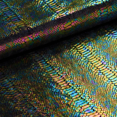 Illusion Anaconda Polyester Spandex Stretch Velvet Fabric - Iridescent Foil Print, 58/60" Width (1 Yard)