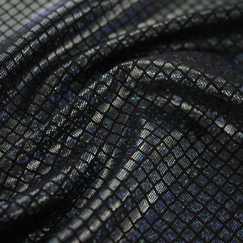 Illusion Foil Printed Spandex Fabric - Black/Black, Black/Fuchsia, Black/Red, Black/Gold, Black/Kelly, Black/Silver, 54" Width (1 Yard)