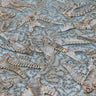 In Flight Polyester Mesh Embroidered Sequins Fabric - Gold/Navy, 57/58" Width, 230 GSM (1 Yard)