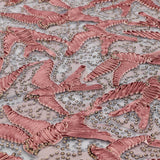 In Flight Polyester Mesh Embroidered Sequins Fabric - Gold/Navy, 57/58" Width, 230 GSM (1 Yard)