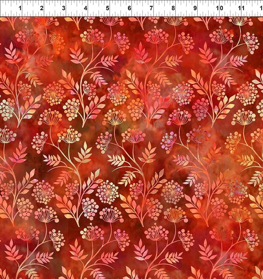 Quilting Cotton Floragraphix 5 Red Wildflower In the Beginning Fabrics