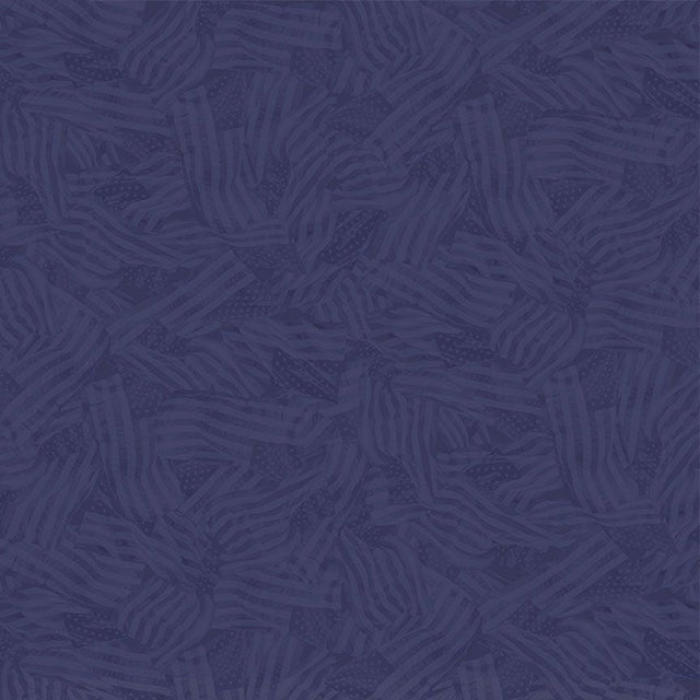 Cotton Print Indigo Wavy Tonal Flags Fabric 44/45"