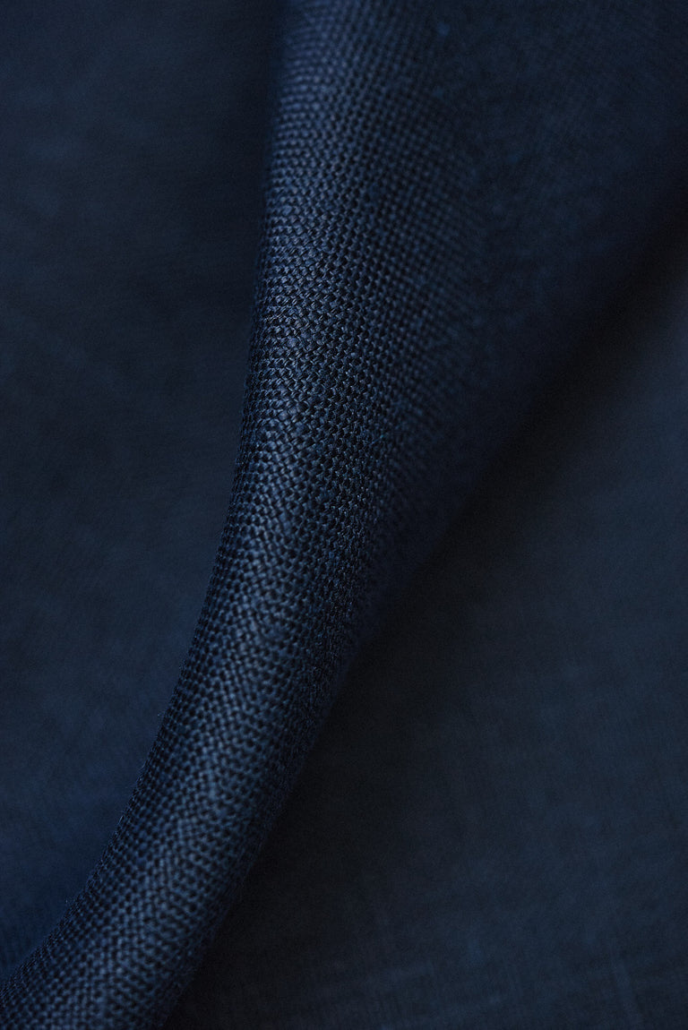 1 Yard Solid Navy Heavyweight Pure Linen Canvas Fabric 10.5 oz Softened 58 Inches Wide