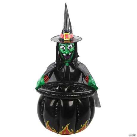 Inflatable Witch Cauldron Cooler Halloween Party Decoration for Drinks, inflates into a giant Halloween yard display