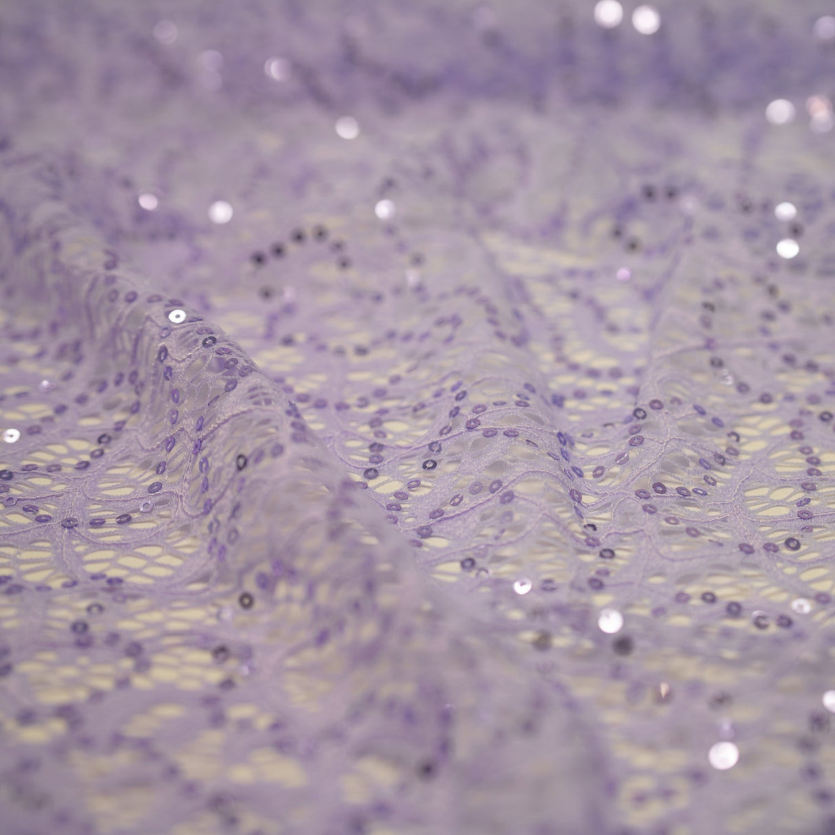 Isabelle Stretch Lace Sequin Nylon Spandex Fabric - Embroidered Sequins, 50" Width (1 Yard)
