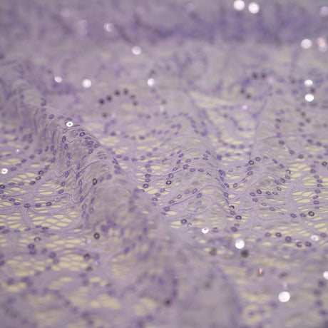 Isabelle Stretch Lace Sequin Nylon Spandex Fabric - Embroidered Sequins, 50" Width (1 Yard)