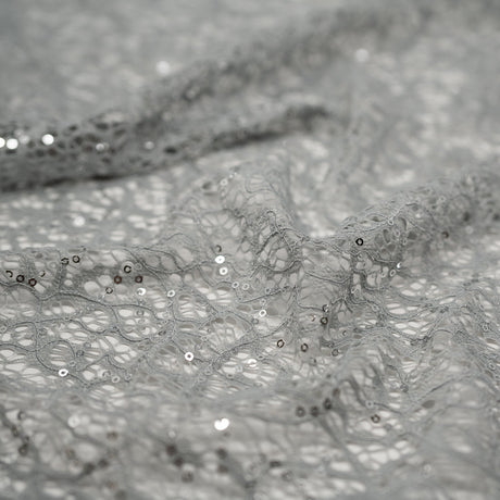 Isabelle Stretch Lace Sequin Nylon Spandex Fabric - Embroidered Sequin Lace, 50" Width, 2-Way Stretch (1 Yard)