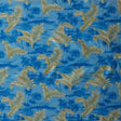 Island Areca Palm Peachskin Fabric - Blue, Khaki, Light Blue, Aqua, Sky Blue, Palm Print, 36" X 45" (1 Yard)