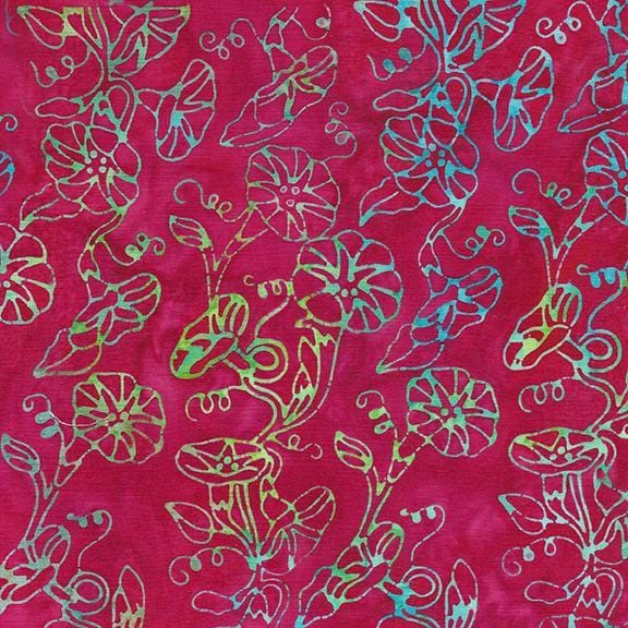 Batik Cotton Morning Glory-Red Cherry Floral Island Batik