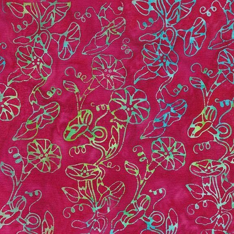 Batik Cotton Morning Glory-Red Cherry Floral Island Batik
