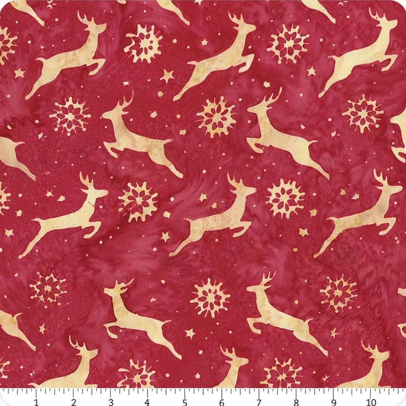 Batik Cotton Deer Snowflake Red Cardinal