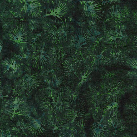 Batik Cotton Twigs Green Hunter Floral Island Batik