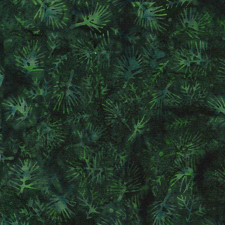 Batik Cotton Twigs Green Hunter Floral Island Batik