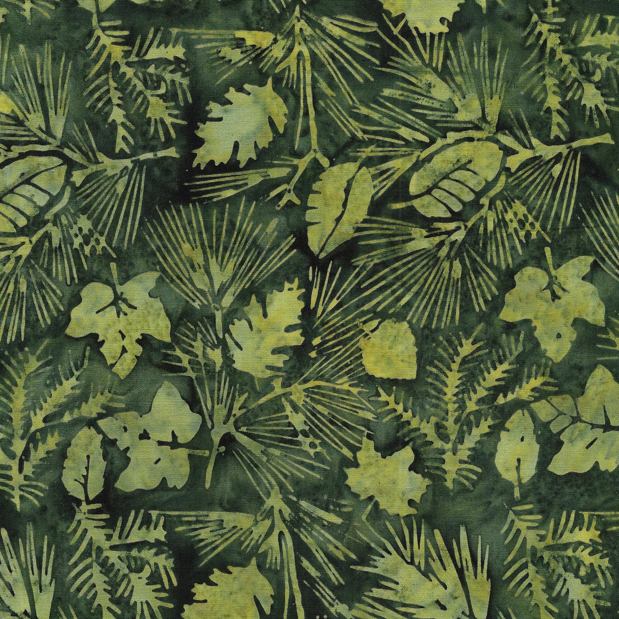 Batik Cotton Leaves Green Avocado Floral 100% Cotton