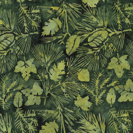 Batik Cotton Leaves Green Avocado Floral 100% Cotton