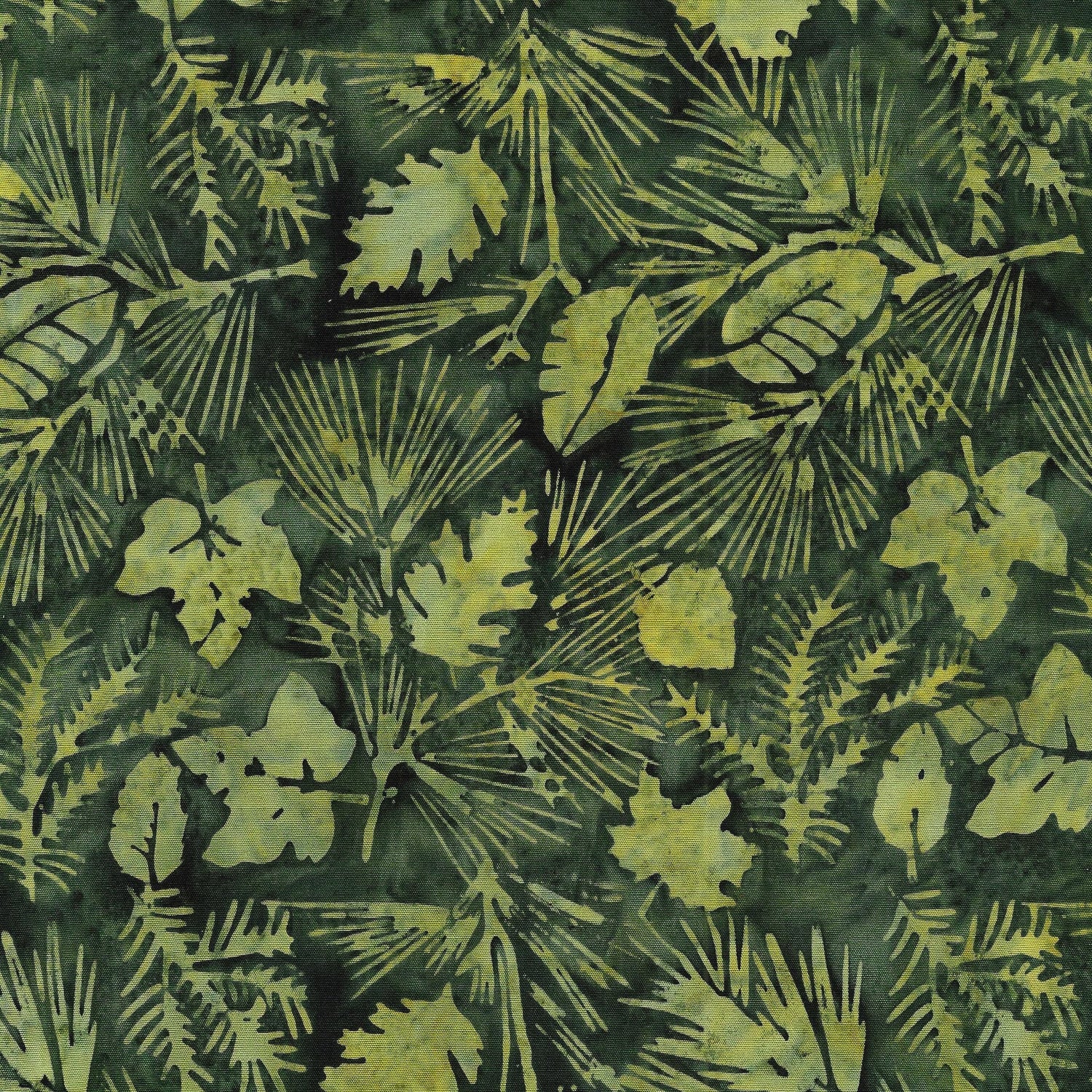Batik Cotton Leaves Green Avocado Floral 100% Cotton