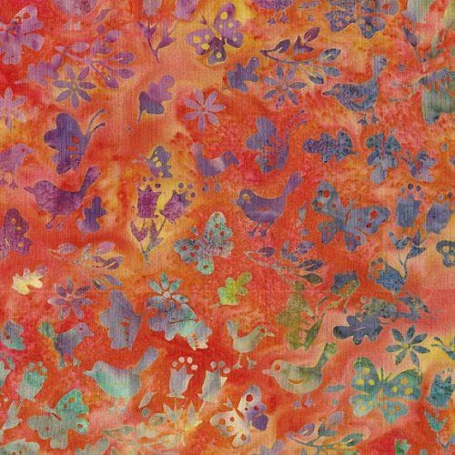 Batik Cotton Flutterwings-Orange Tiger Floral Island Batik