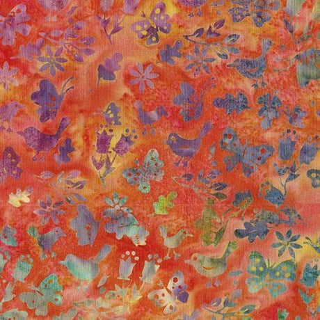 Batik Cotton Flutterwings-Orange Tiger Floral Island Batik