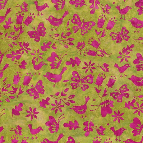 Batik Cotton Flutterwings-Green Lemongrass Floral Island Batik