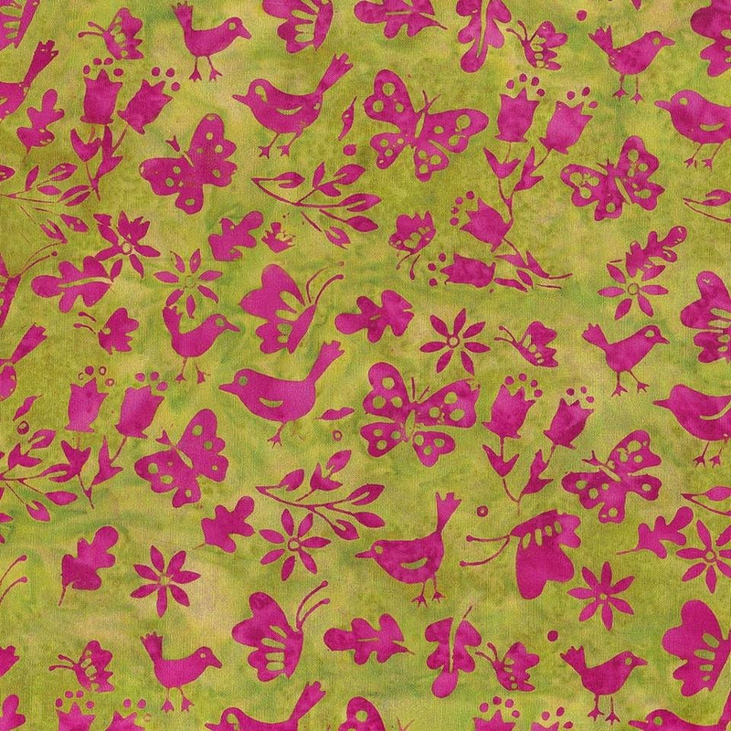 Batik Cotton Flutterwings-Green Lemongrass Floral Island Batik