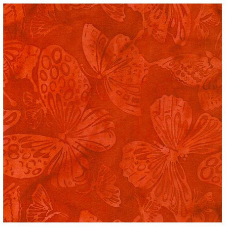 Batik Cotton Large Butterflies Red Paprika Island Batik