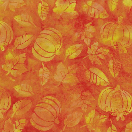 Batik Cotton Pumpkin Leaves Orange Marmalade Island Batik