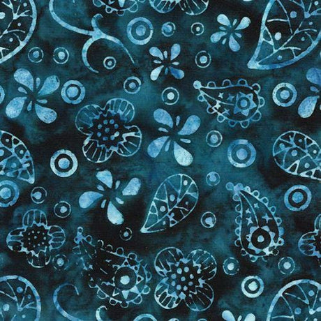 Batik Cotton Island Batik Country Charm Teal Ravine Paisley With Dots