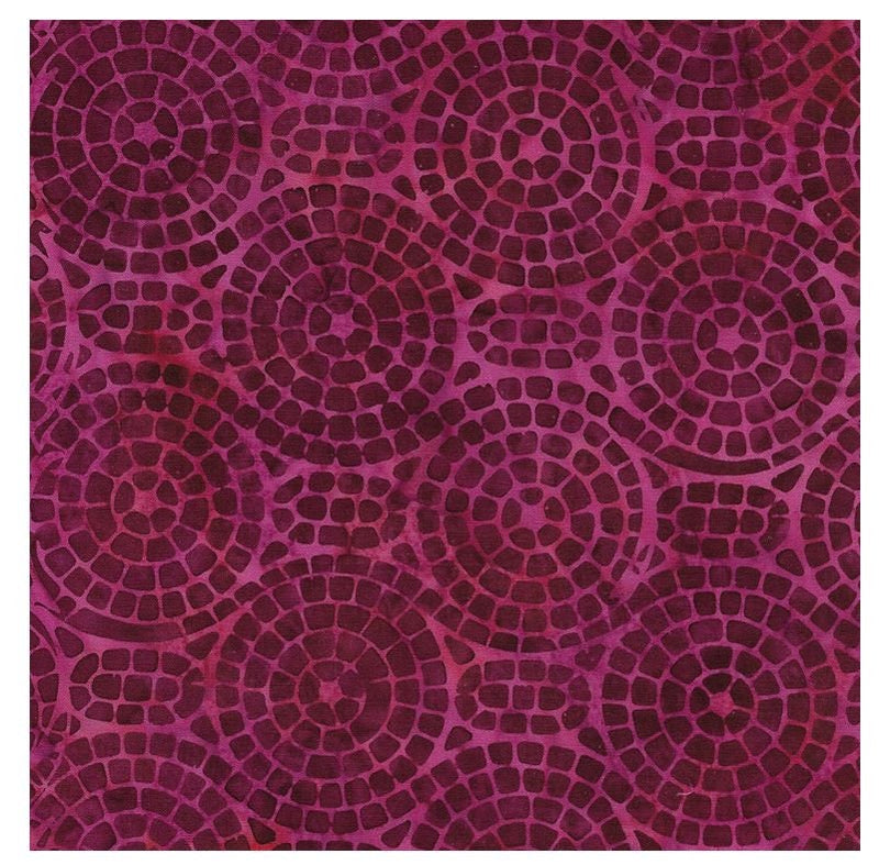 Batik Cotton Juicy Mosaics Circles Pink Magenta