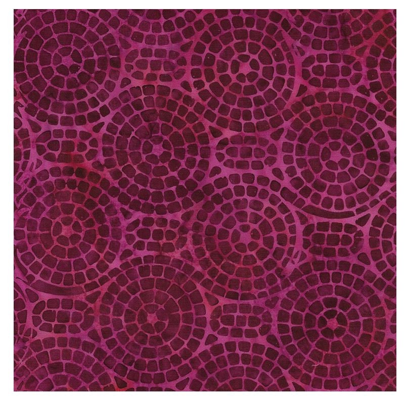 Batik Cotton Juicy Mosaics Circles Pink Magenta