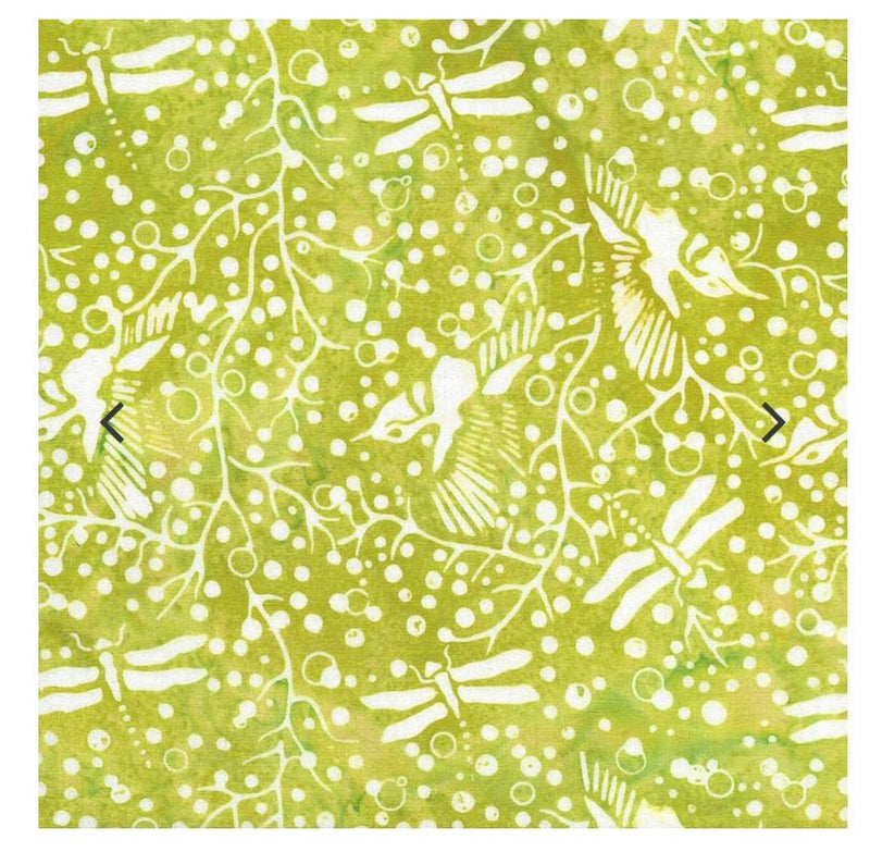 Batik Cotton Mountain Gems Dragonfly Lemon Lime