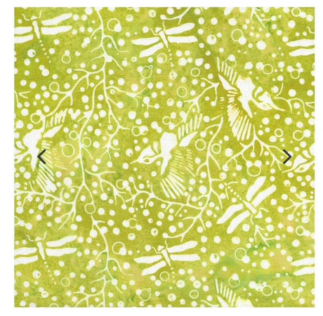 Batik Cotton Mountain Gems Dragonfly Lemon Lime