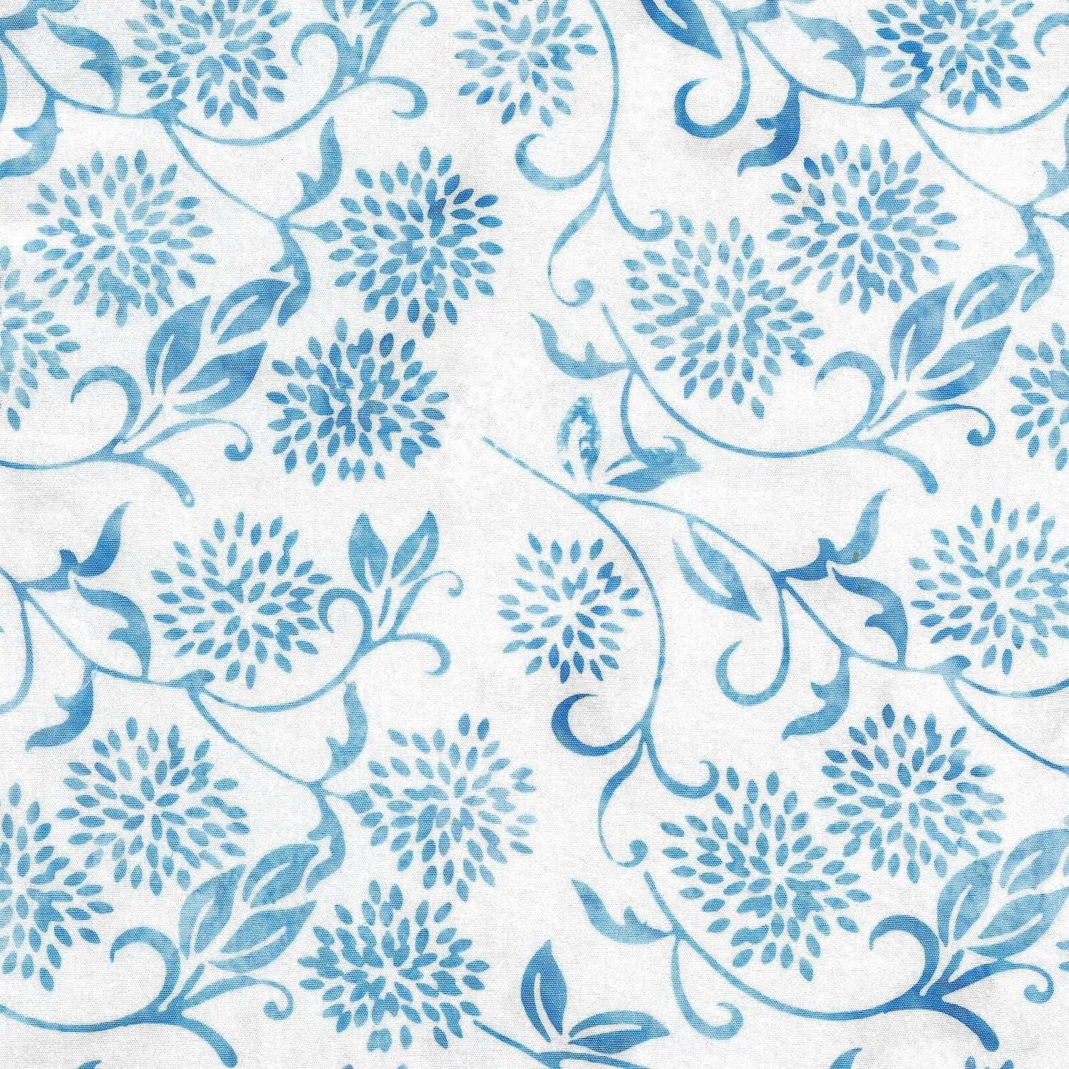 Batik Cotton PETALS PROVENCE Blue Floral Vine