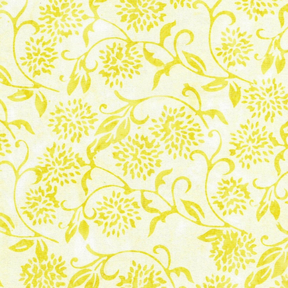 Batik Cotton PETALS PROVENCE Yellow Floral Vine Island Batik