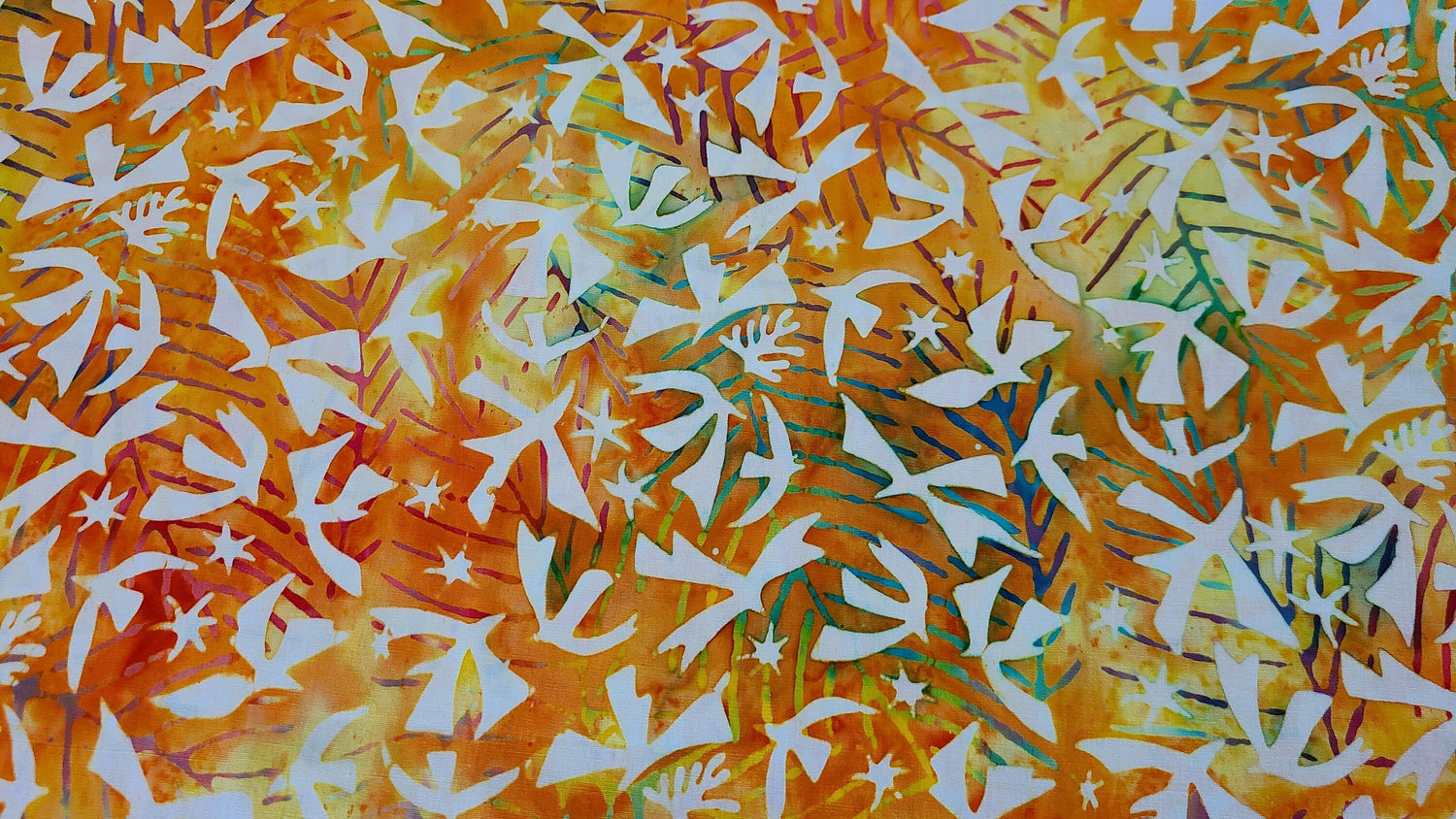 Batik Cotton Sunkist Soleil Matisse Birds Orange Island Batik