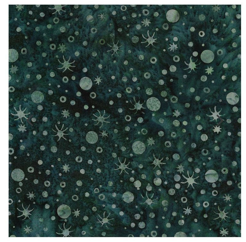 Batik Cotton Wondrous Dots and Stars Dark Lagoon