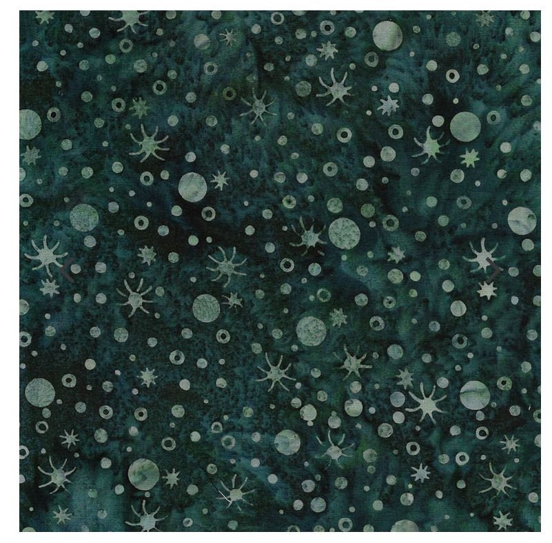 Batik Cotton Wondrous Dots and Stars Dark Lagoon