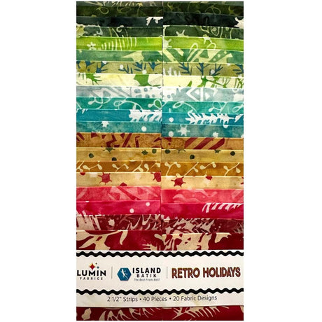 Batik Cotton Retro Holidays Strip Pack 2.5" 40 Pieces Island Batik