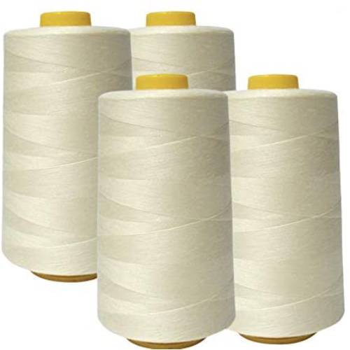 4 Pack of 6000 Yard Ivory Spools Sewing Thread 24,000 Yards Total All Purpose