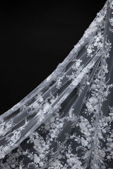 1 Yard Embroidered Tulle Lace Fabric with Applique and 3D Design, 52" Wide Exquisite Textile