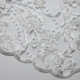 1 Yard Exquisite Embroidered Tulle Lace with Applique and 3D Design Fabric 52" Wide