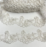 Beaded Corded Lace Trim Ivory