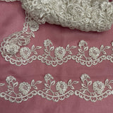 Beaded Corded Lace Trim Ivory
