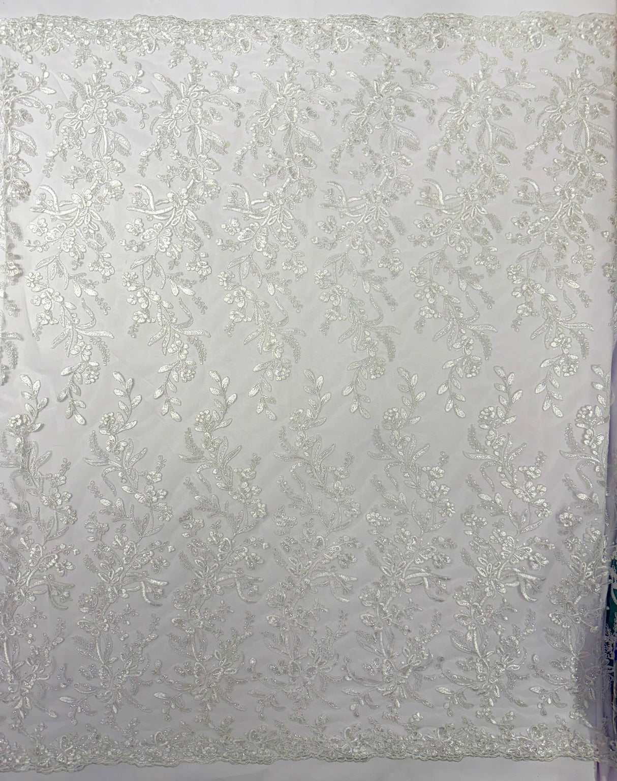 Butterfly Corded Lace Fabric - Butterfly Embroidery, Metallic Sequins, 54" Width (1 Yard)