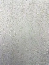 Butterfly Corded Lace Fabric - Butterfly Embroidery, Metallic Sequins, 54" Width (1 Yard)