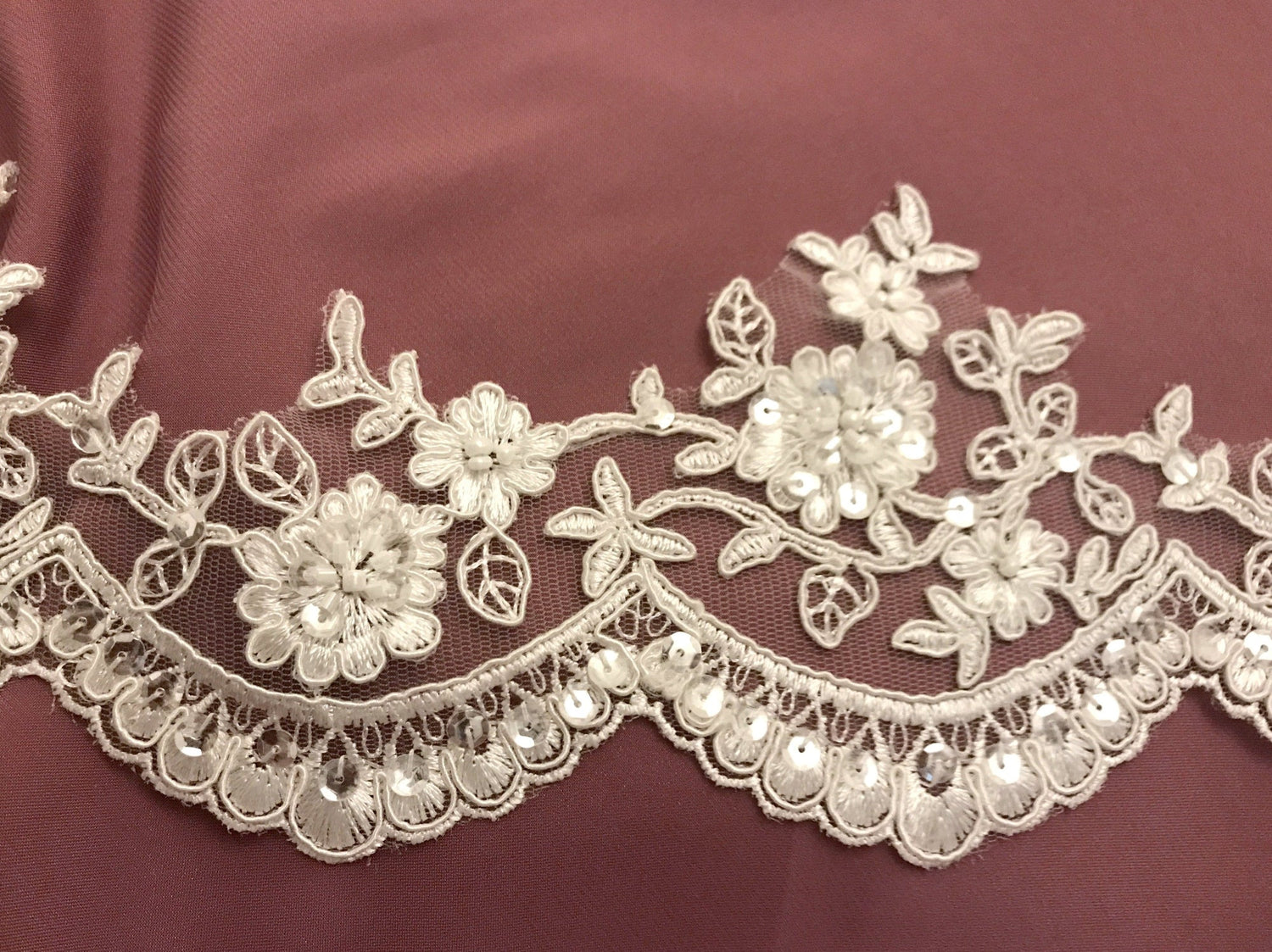 Embroidered Floral Beaded Lace Trim